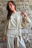 Lindin Linen Blend Kimono Top Washed Sandstone